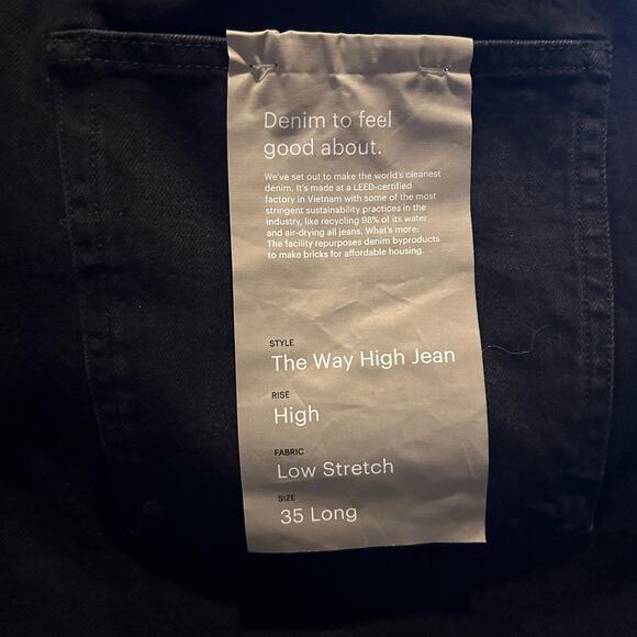 Everlane The Way High Jean Coal Black High Rise Low Stretch Women's 35Long NWT - Picture 9 of 10